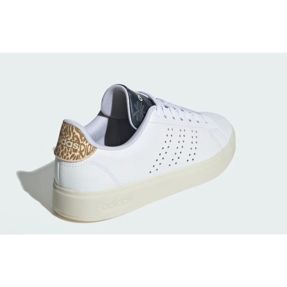 Adidas Advantage 2.0 Court Womens 7.5 White‎ Leopard Leather Sneakers New IG9182